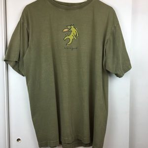 Vintage 90s Life Is Good T-Shirt Olive Green Sz L
